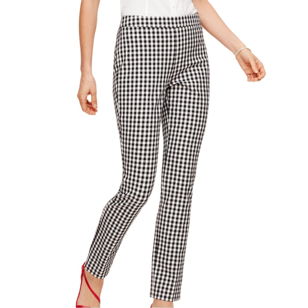 Talbots Chatham Ankle Gingham Pants Black White Sz 12